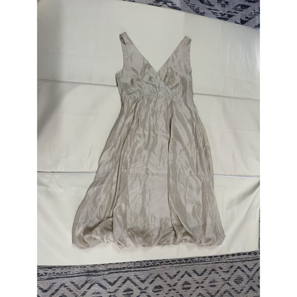 Massimo Dutti Women's Champagne 100 Silk Bubble Hem Midi Dress Evening Gown SZ M - Picture 10 of 12